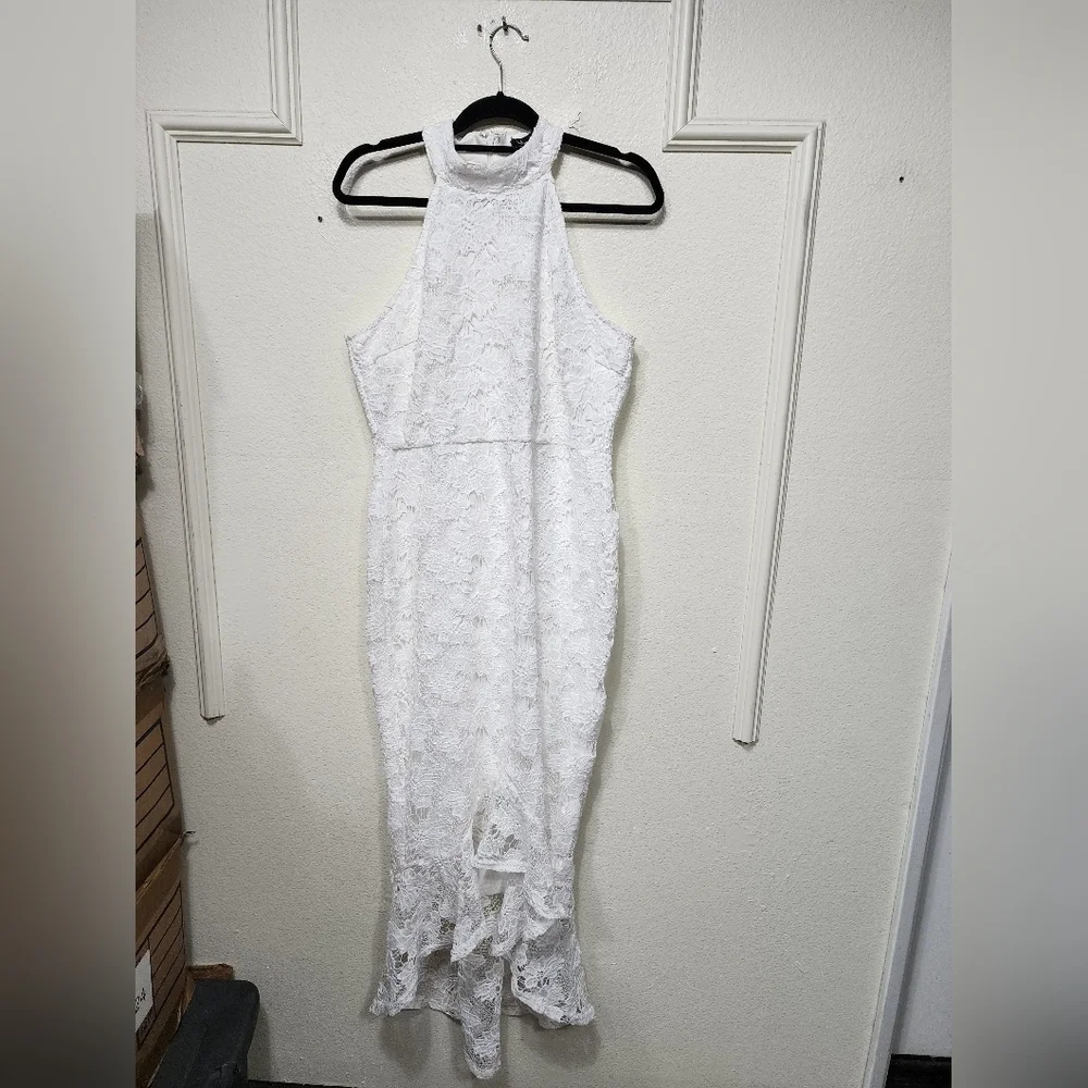 Lulus All the Charm White Lace Sleeveless High-Low Dress XL Wedding Party Prom
